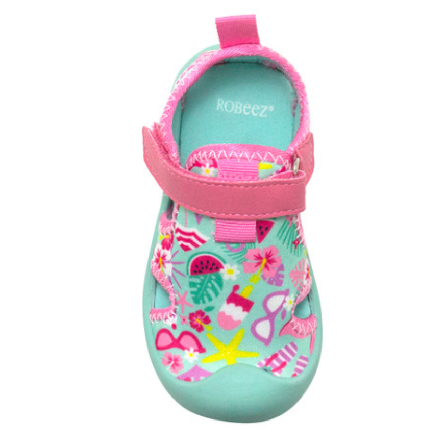 Robeez Pink/Turquoise Tropical Paradise Lightweight Water Shoes for Toddlers