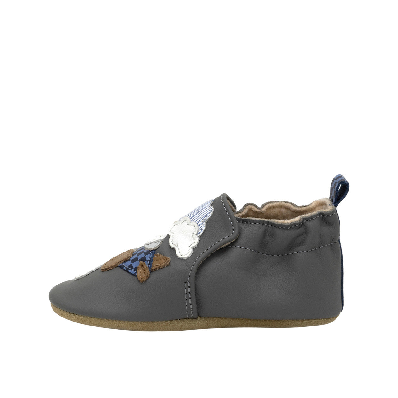 Robeez Grey Leather Little Co - Pilot Flexible Soft - Sole Shoes