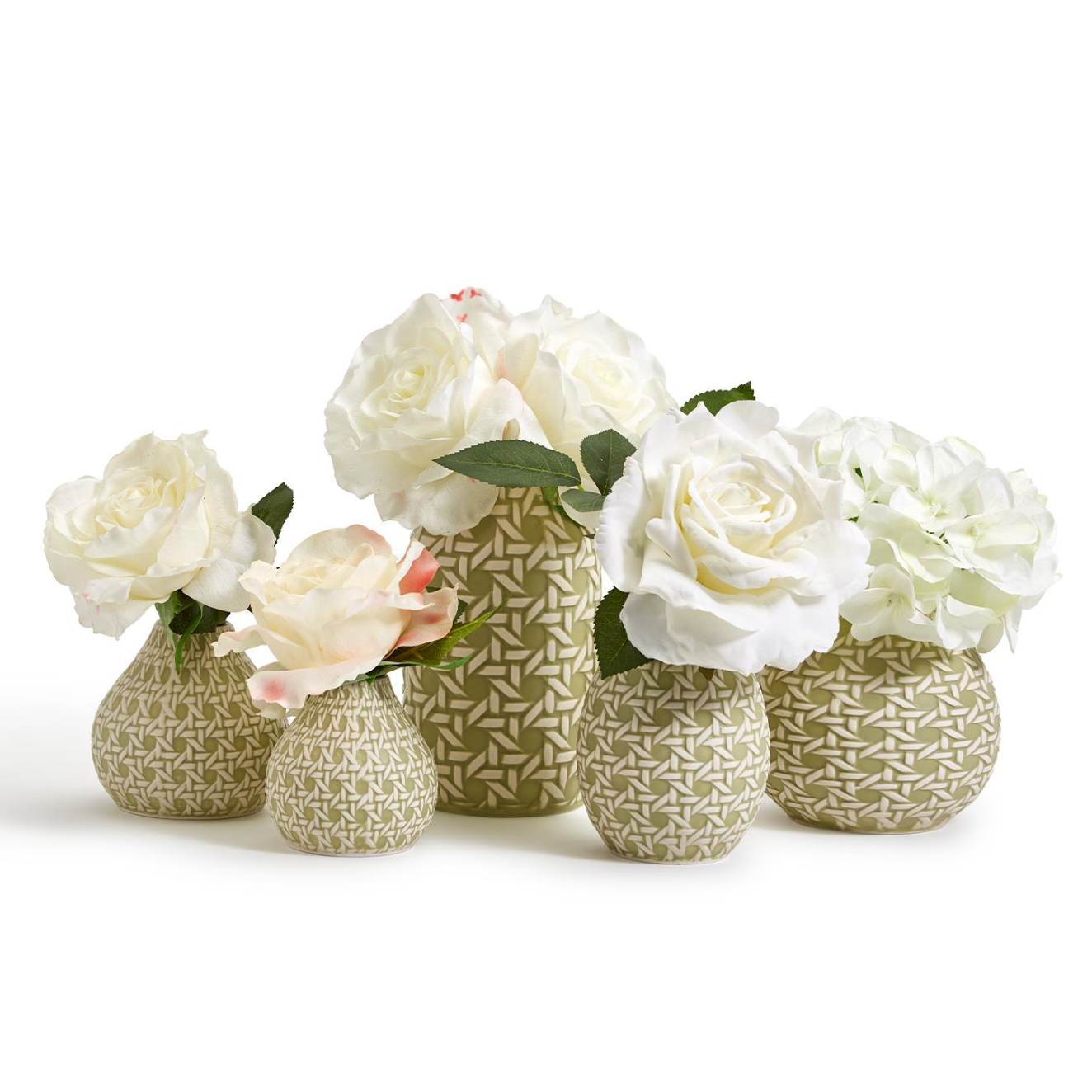 Two's Company Green Embossed Cane Webbing Design Ceramic Vase
