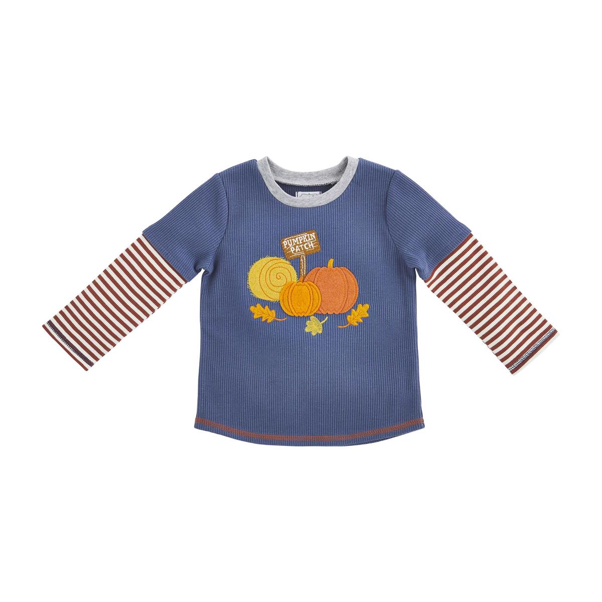 Hot Deal! Mud Pie Knit Pumpkin Patch T - Shirt with Raglan Waffle Sleeves