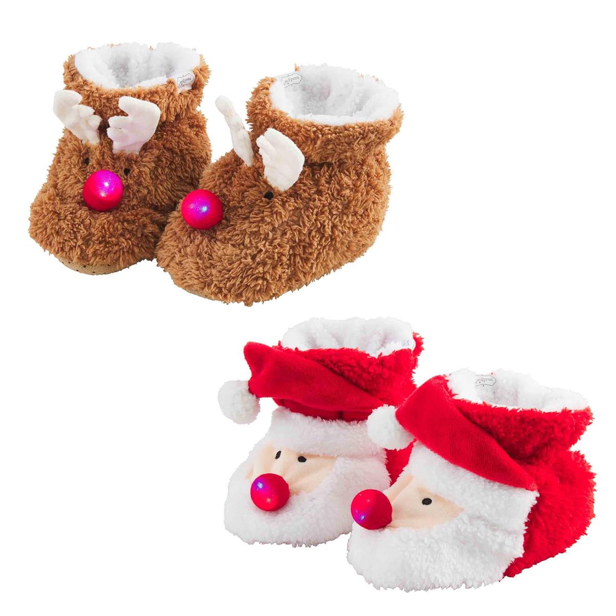 Hot Deal! Mud Pie LED-Lit Holiday Sherpa and Minky Slippers