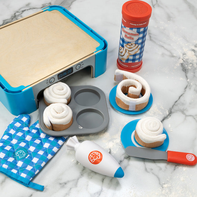 Hot Deal! Fat Brain Pretendables Plush Cinnamon Roll Pretend - Play Set with Oven Storage