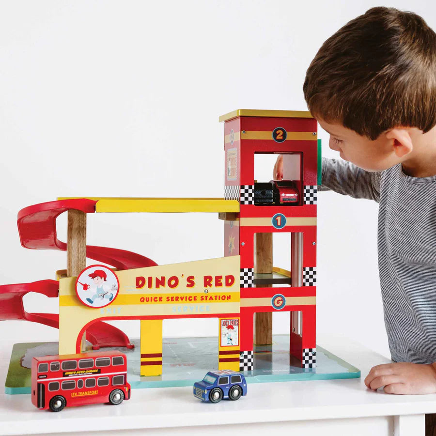 Le Toy Van Dino's Colorful Wooden Toy Garage - Ideal Gift