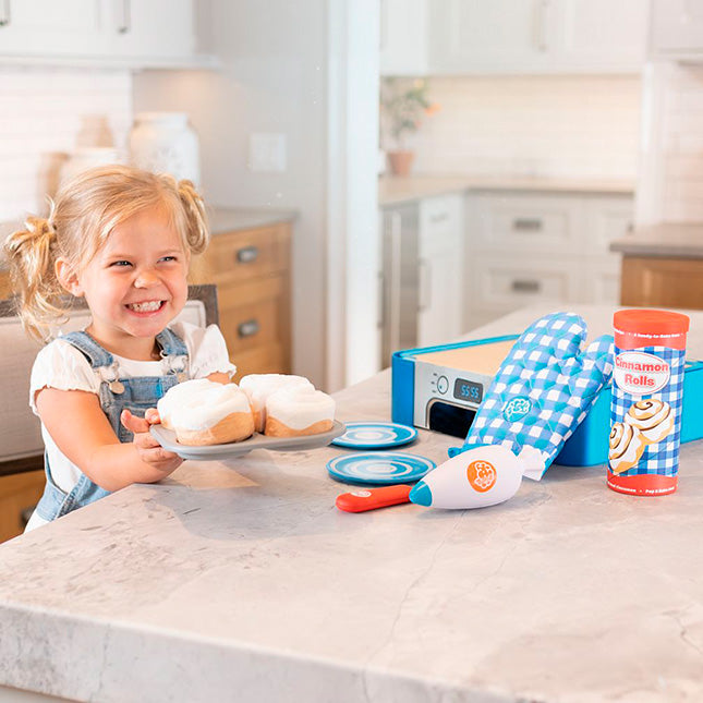 Hot Deal! Fat Brain Pretendables Plush Cinnamon Roll Pretend - Play Set with Oven Storage