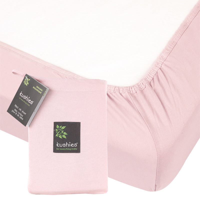 Hot Deal! Kushies Pink Organic Jersey Cotton Fitted Sheet