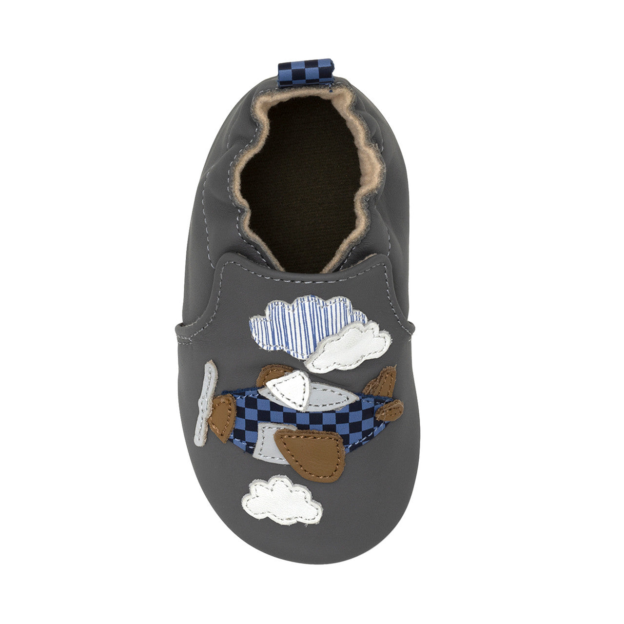 Robeez Grey Leather Little Co - Pilot Flexible Soft - Sole Shoes