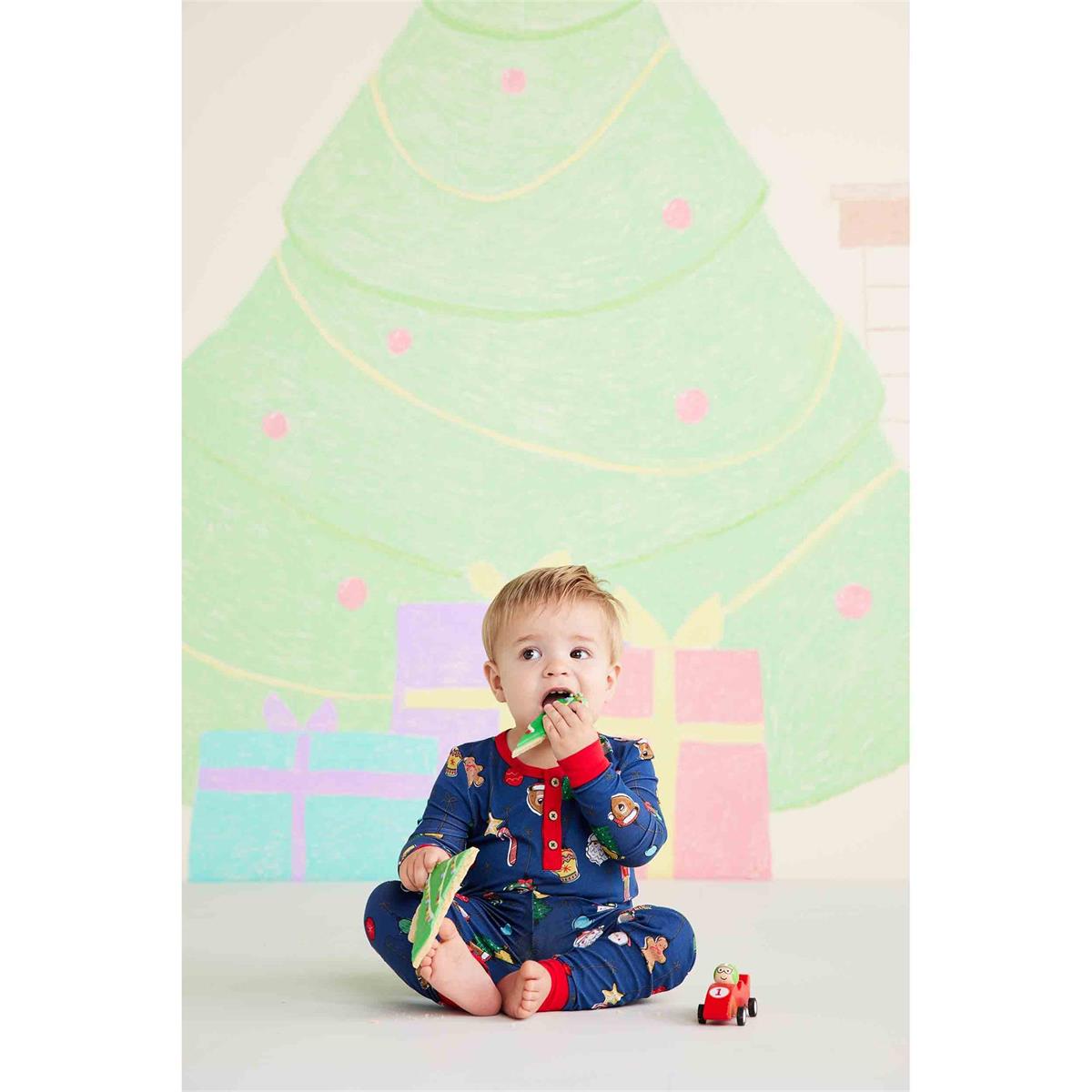 Navy Blue Mud Pie Ornamented Bamboo Knit Pajama Set