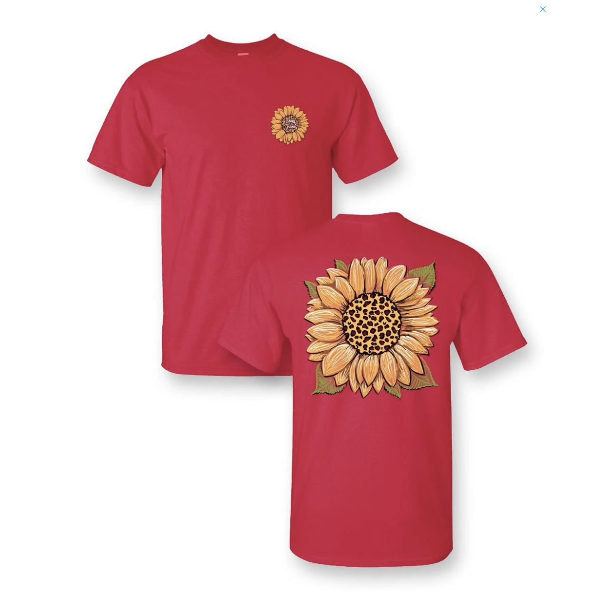 Hot Sale! Red Leopard Sunflower Crew-Neck Cotton T-Shirt - Sassy Frass Tees
