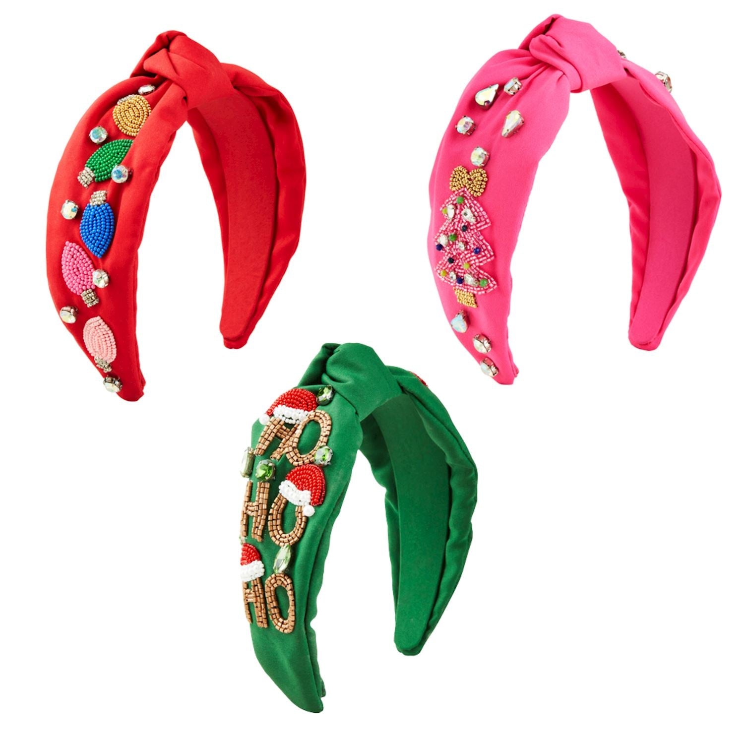 Hot! Mud Pie Embroidered Holiday Beaded Headband