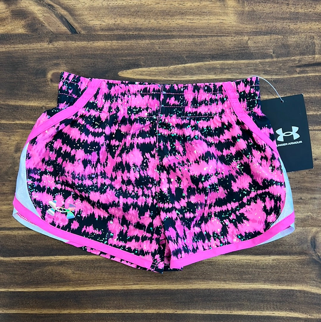 Under Armour Girls' Fluo Pink UA Fly By Printed Shorts - Hot Deal
