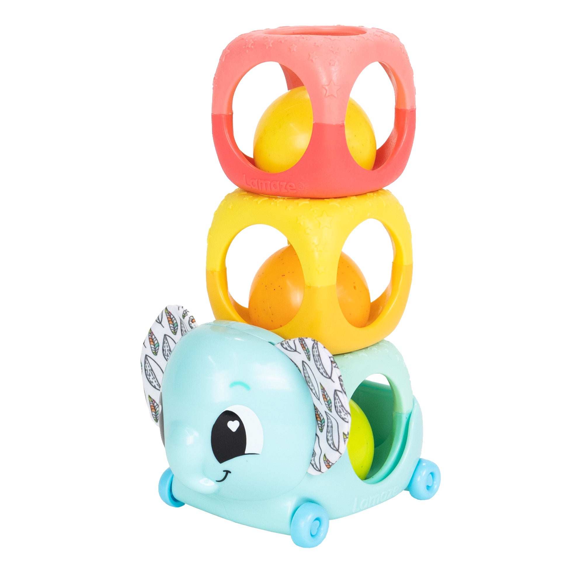 Lamaze Baby-Friendly Stackable Rattle & Roll Cubes with Elephant Roller