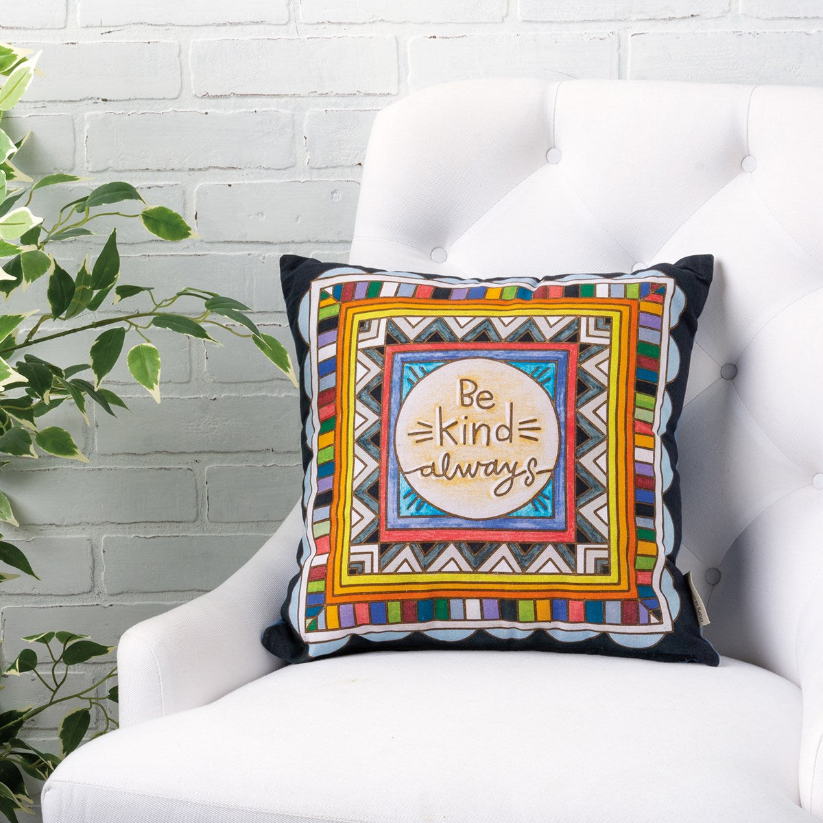 Kathy's Primitives Colorful Cotton 'Be Kind Always' Pillow