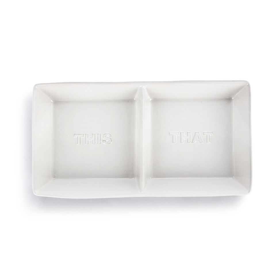 Demdaco White Divided Dish - Perfect for Treats