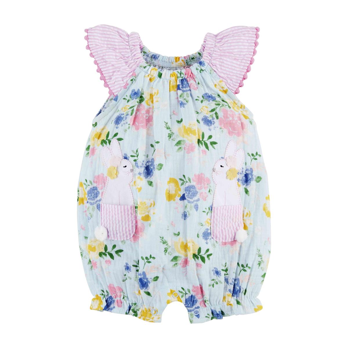 Hot Deal! Mud Pie Floral Bunny Cotton Gauze Bubble