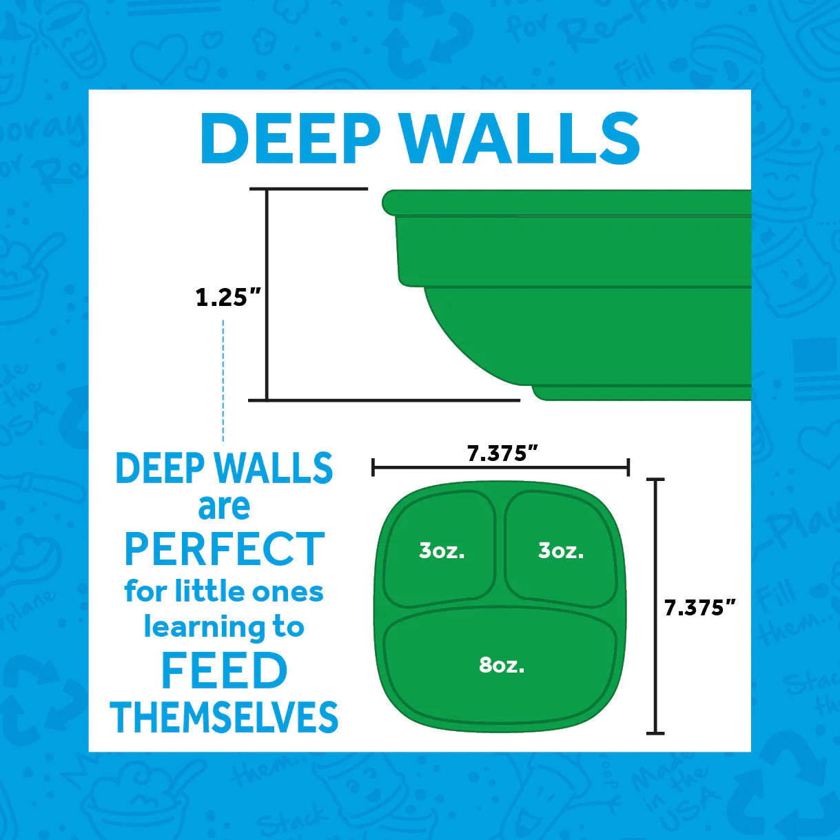 Re-Play 7-Inch Divided Plate: Ideal for All Ages