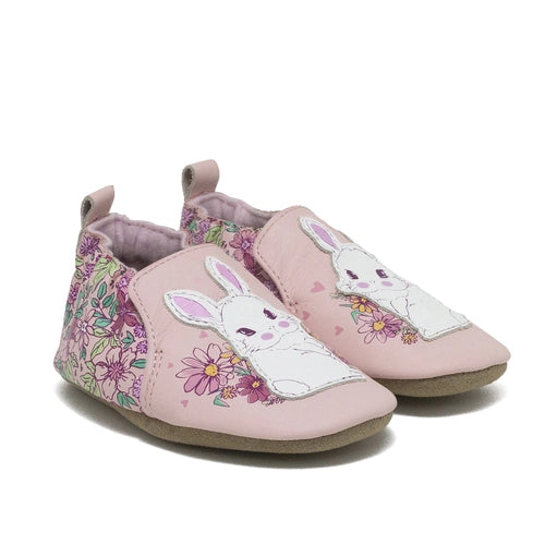 Hot Sale! Robeez Blush Pink Soft Soles Flower Bunny Toddler Shoes