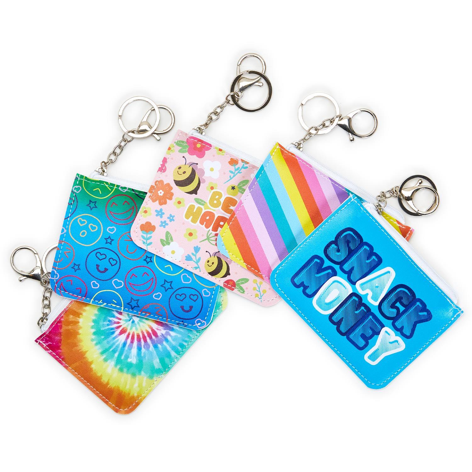Hot Sale! Colorful Cupcakes & Cartwheels Coin Pouches with ID Window and Ring Attachment