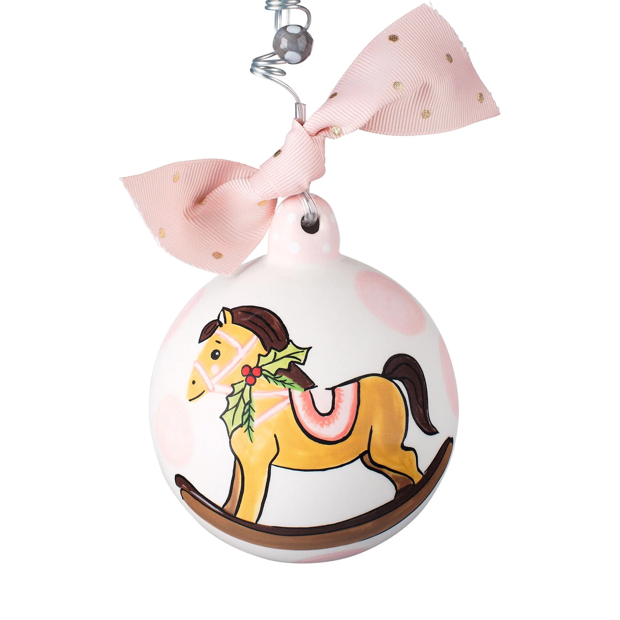 Hot! Glory Haus Pink Baby's 1st Rocking Horse Ornament