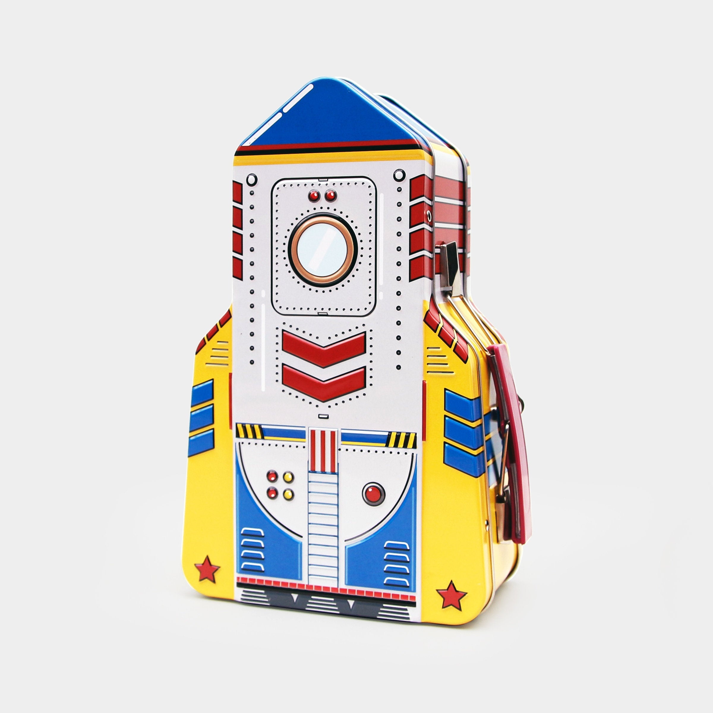 Hot Sale! Retro Rocket - Shaped Metal Lunch Box for Young Astronauts and Big Kids