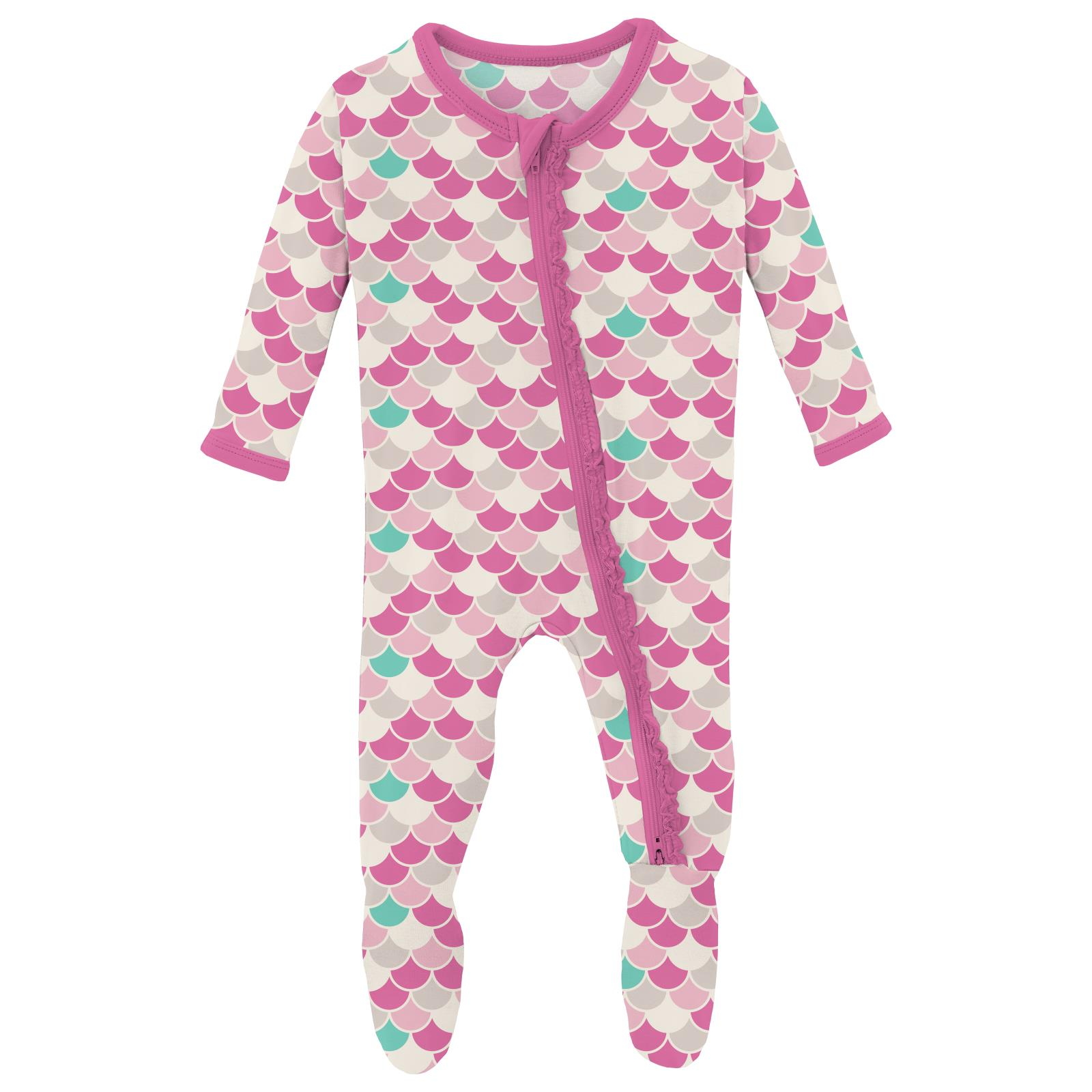 Hot! Kickee Pants Tulip Scales Print Zipper Ruffle Footie