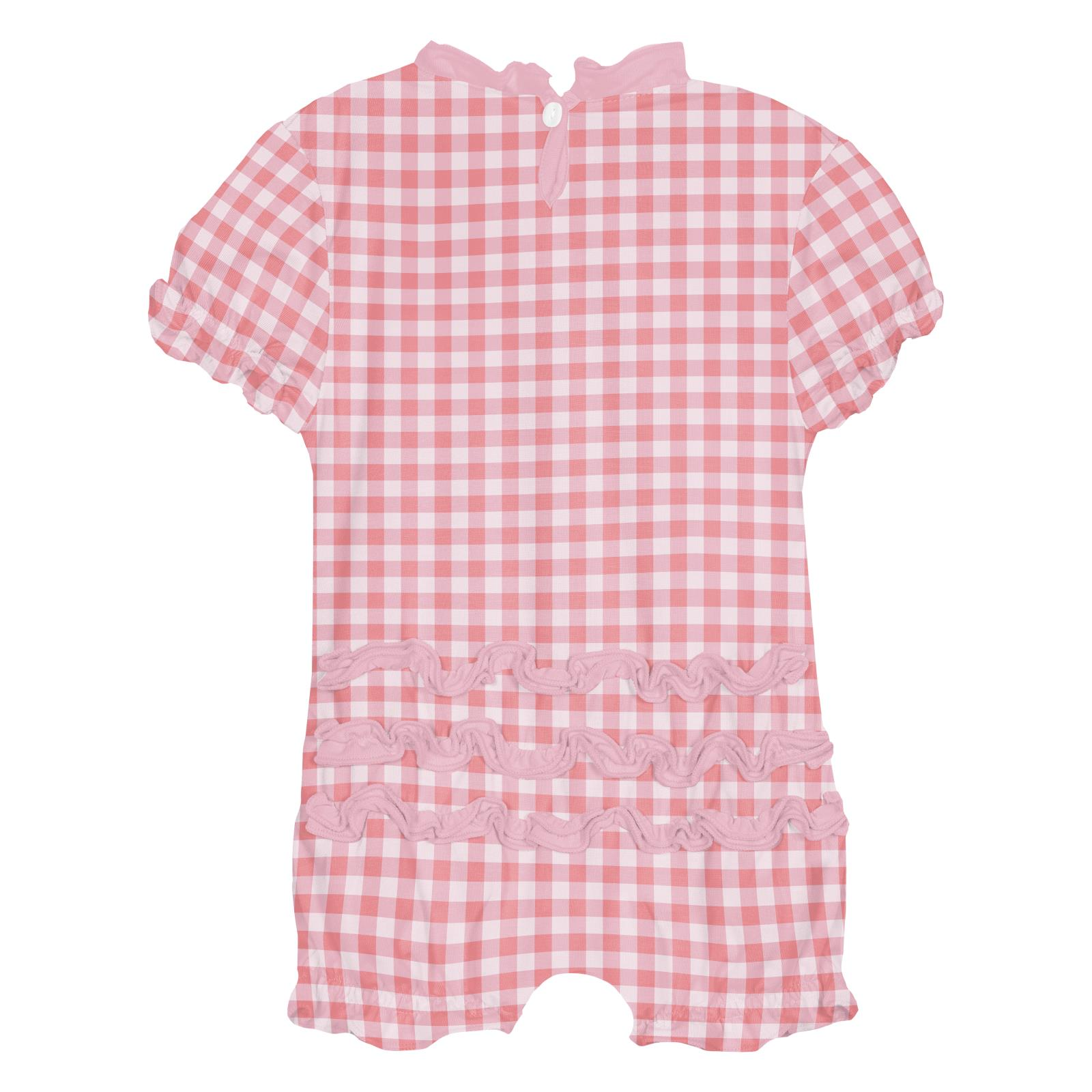Kickee Pants Sweet Ruffle Romper in Cake Pop Gingham Style