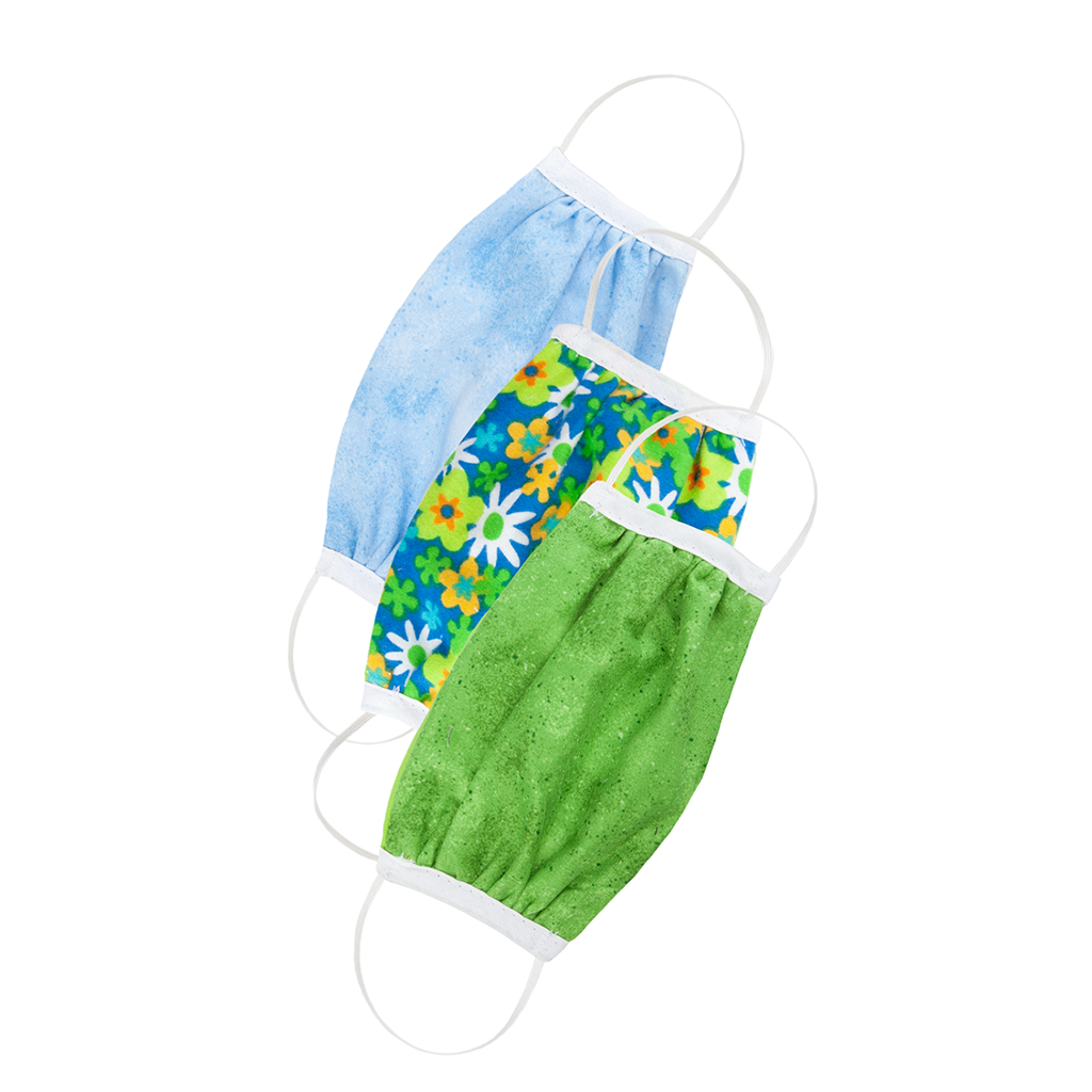 Exclusive Kids' Protective Cotton Mask in Flower, Green & Sky Colors - Great Value!