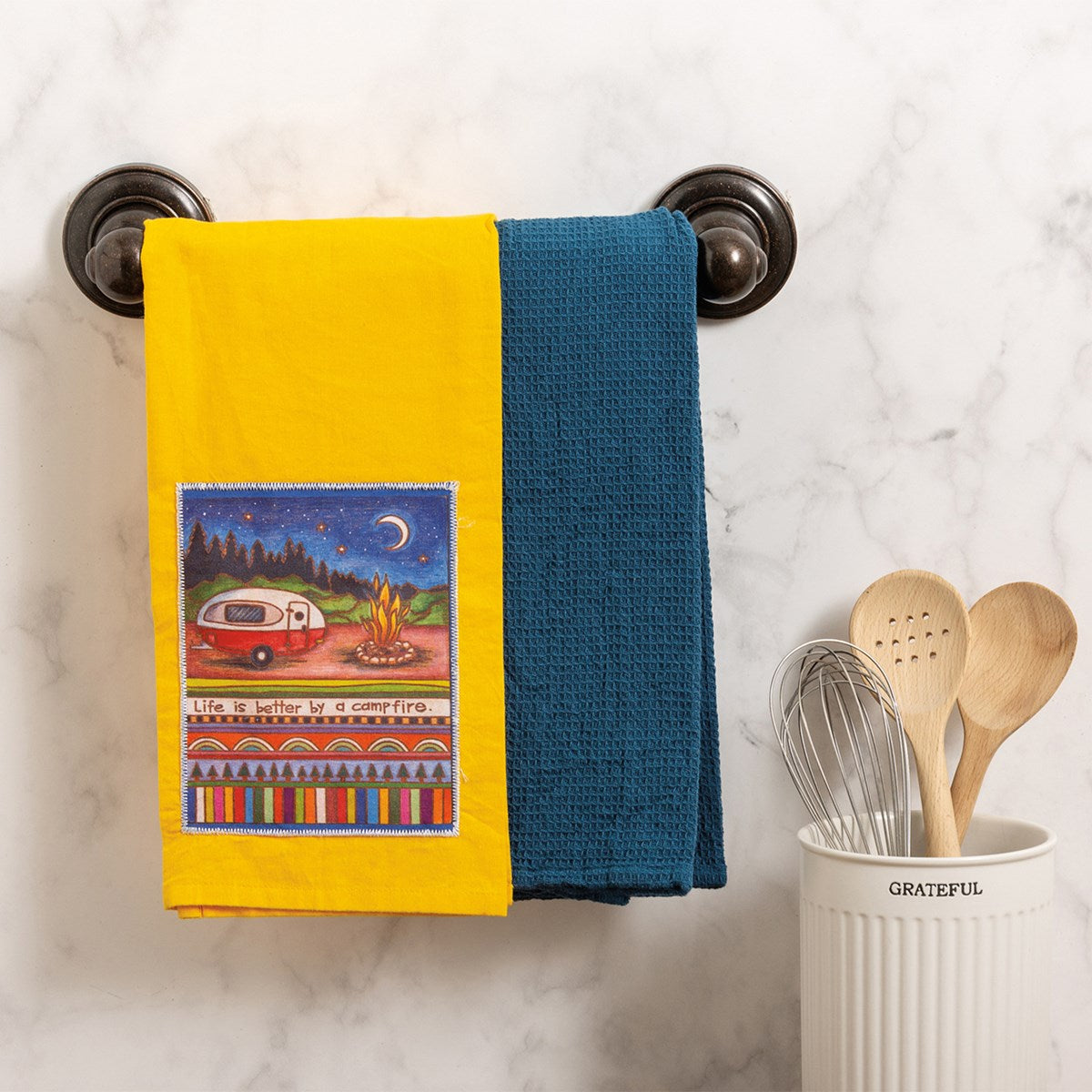 Hot Deal! Primitives By Kathy Campfire-themed Kitchen Towel Set