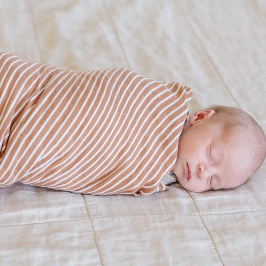 Hot Deal! Saranoni Camel Stripe Bamboo Rayon Muslin Swaddle