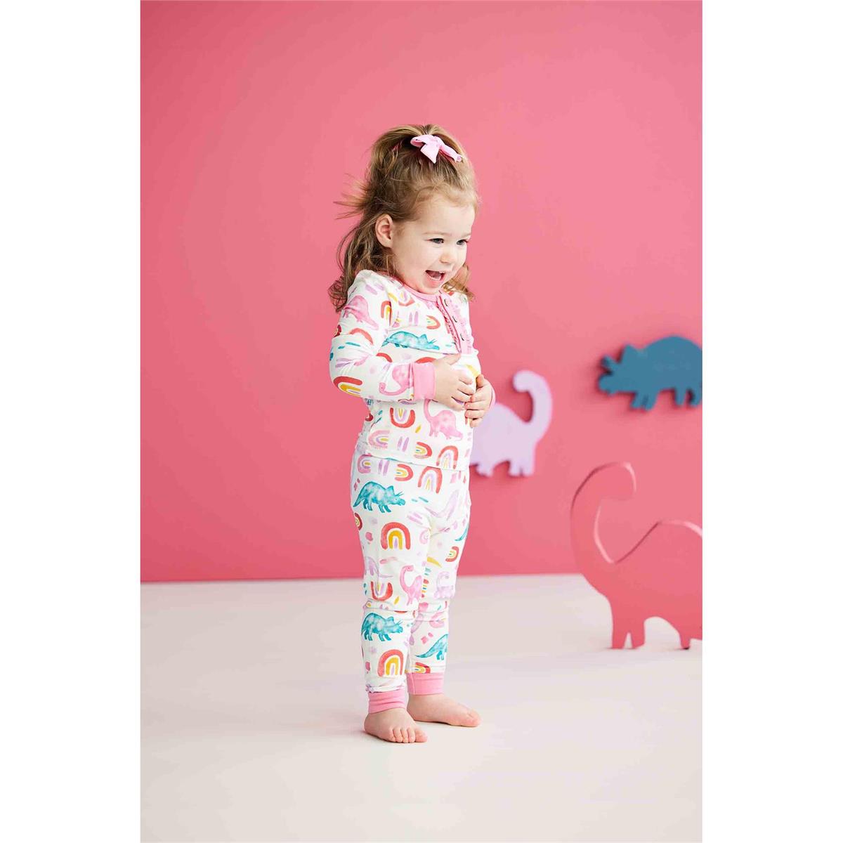 Hot Deal! Pink Dinosaur Knit Bamboo Pajama Set for Ultimate Comfort