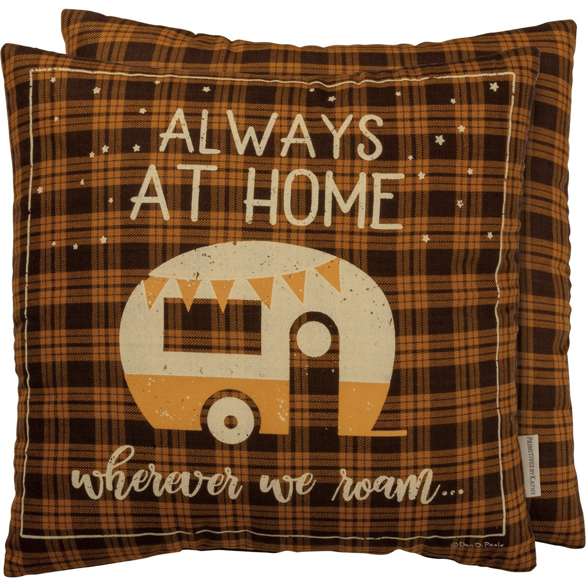 Primitives By Kathy - 'Always At Home' Camper Design Pillow Sale