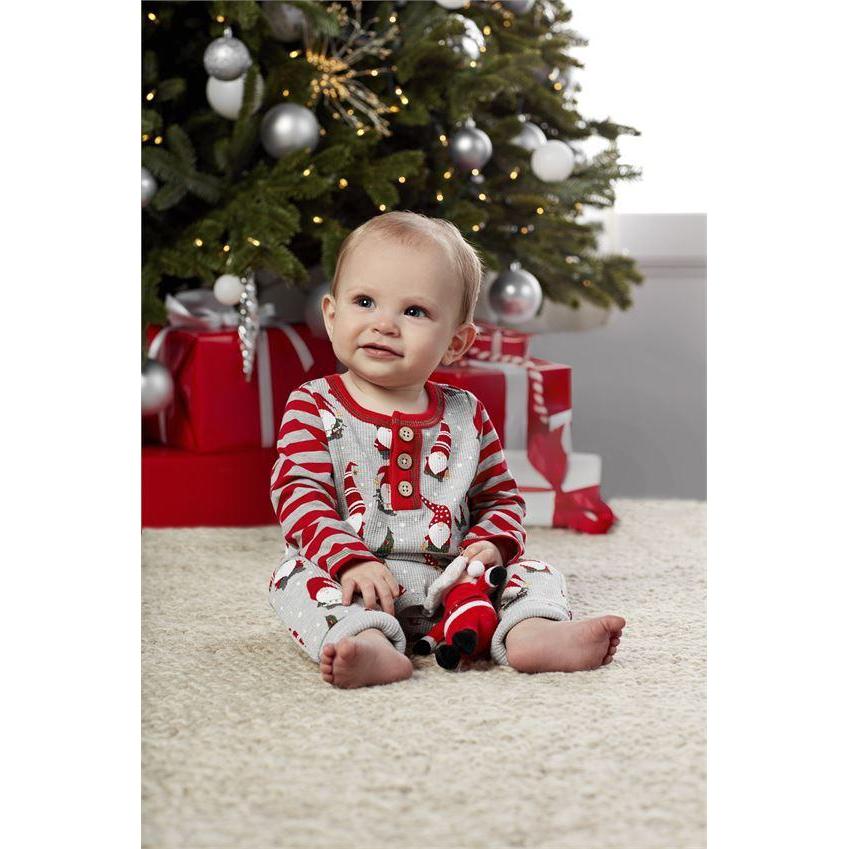 Mud Pie One - Piece Waffle Knit Gnome Outfit with Crochet Santa Applique