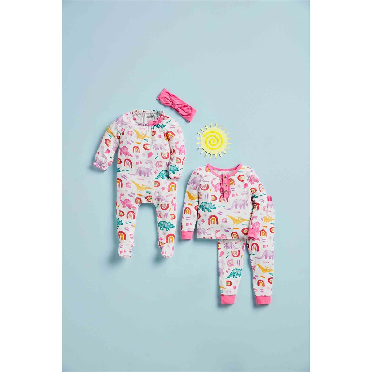 Hot Deal! Pink Dinosaur Knit Bamboo Pajama Set for Ultimate Comfort