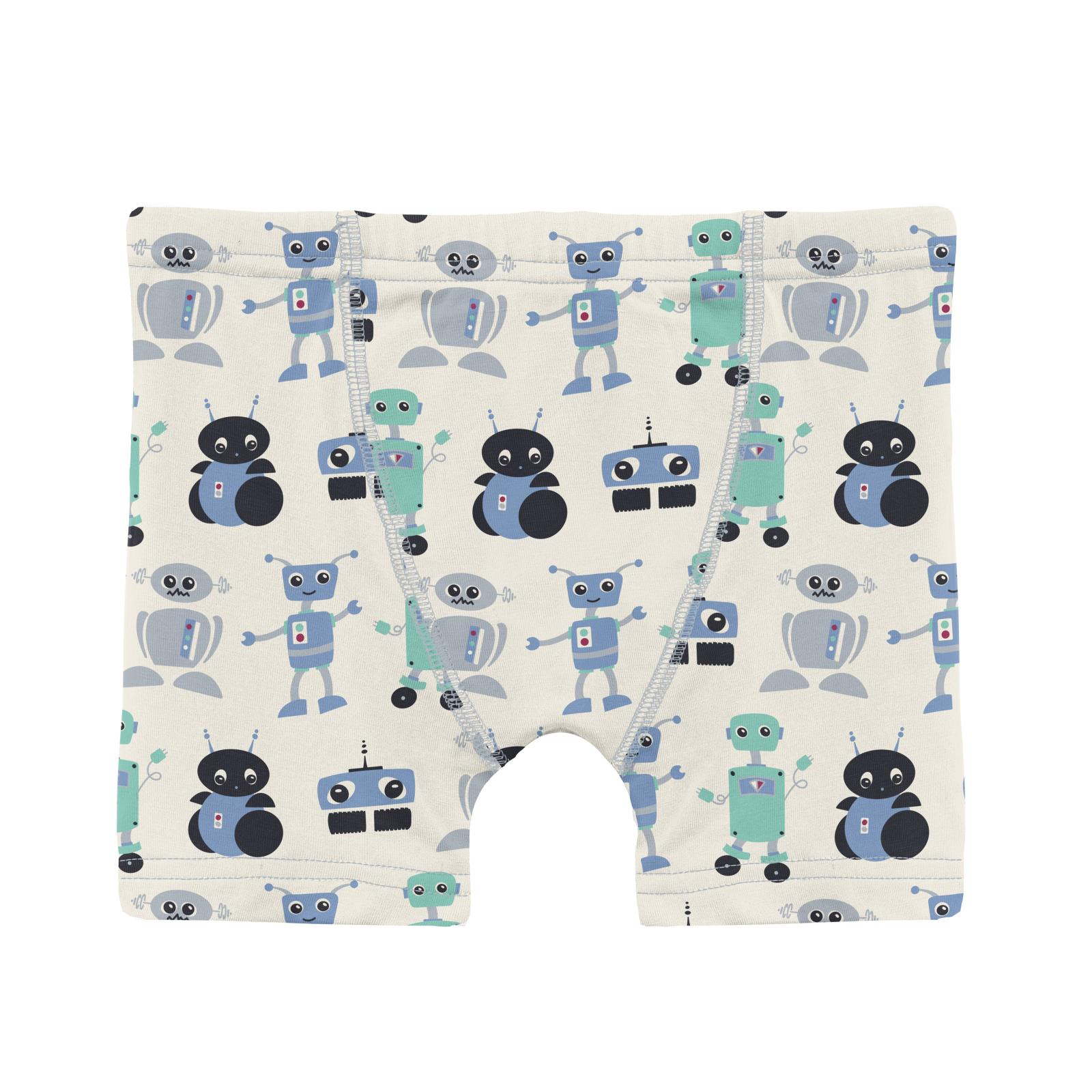 Hot Deal! Natural Robots Print Boy's Boxer Brief Underwear - Soft & Breathable