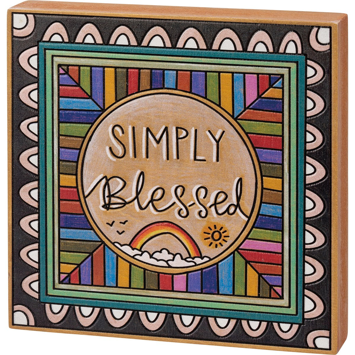 Hot Sale! Kathy's Primitives Wooden Block Wall Sign - Simply Blessed