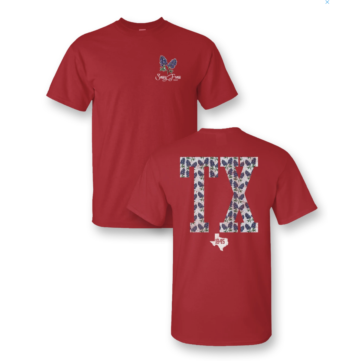 Hot Sale! Red Comfort Colors Texas State Love Sassy Frass T-shirt with Big TX Print