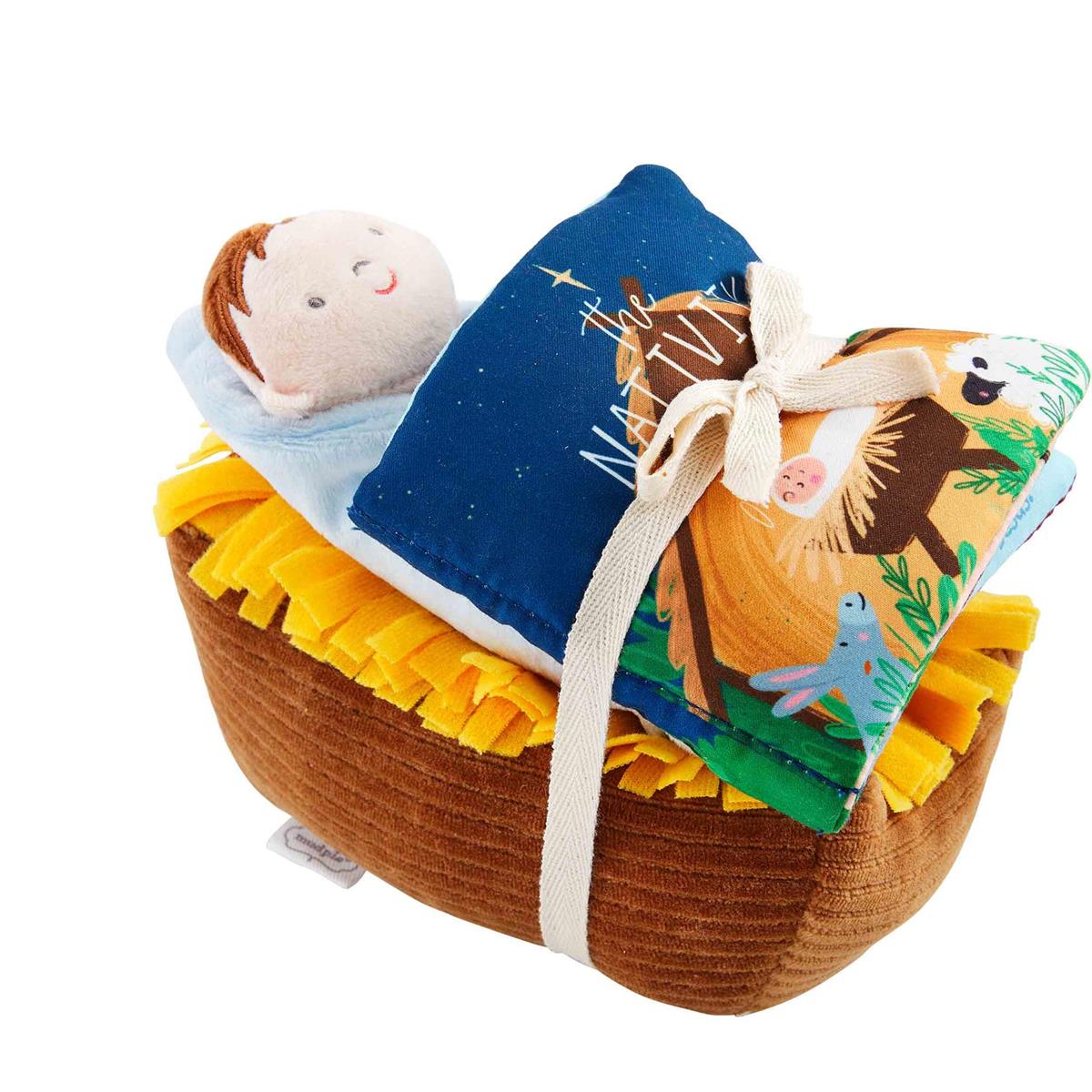 Hot Sale! Mud Pie 2-Piece Nativity Book and Singing Baby Jesus Set