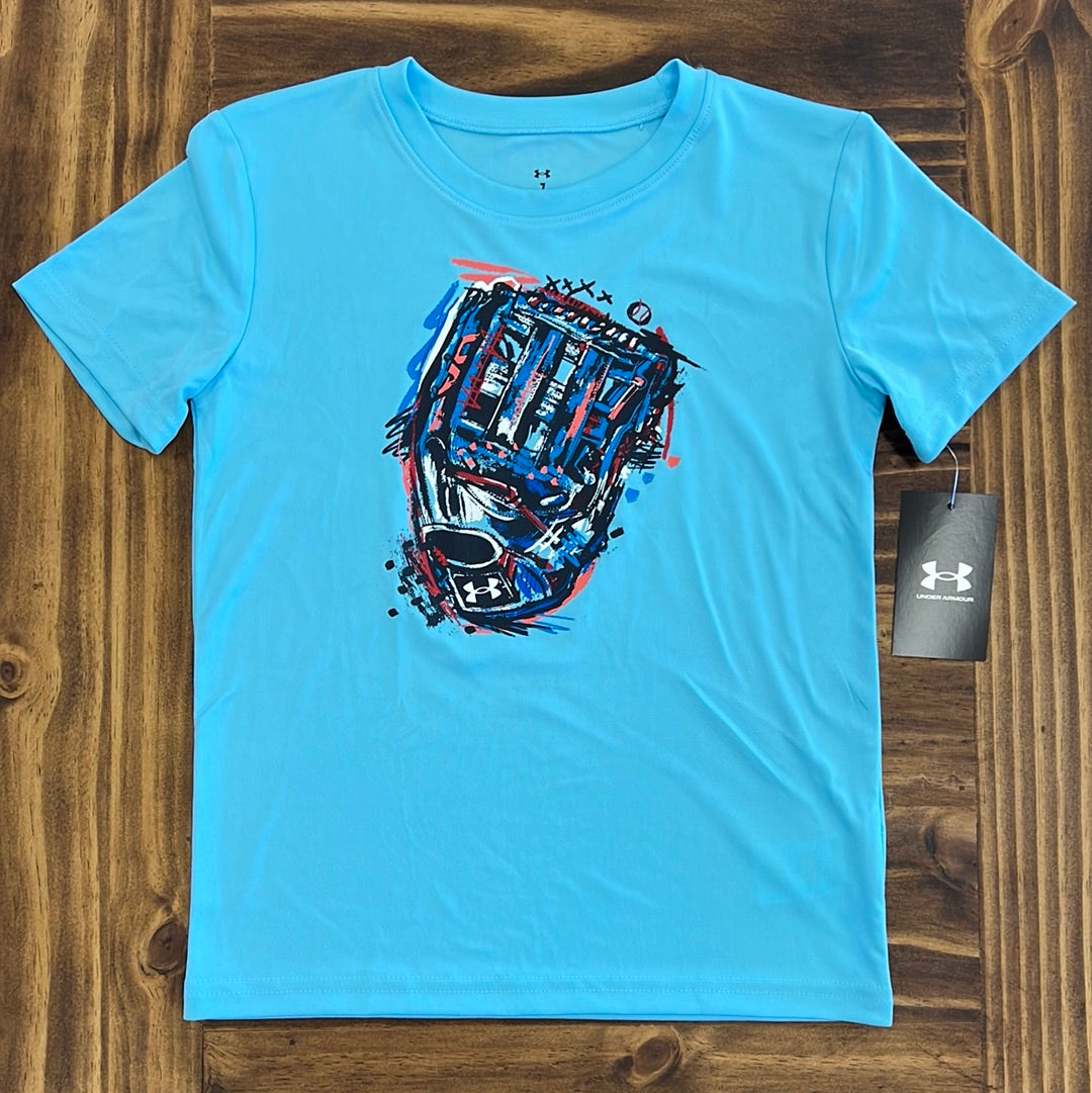 Under Armour Sky Blue Short Sleeve UA Brushy Mitt for Boys