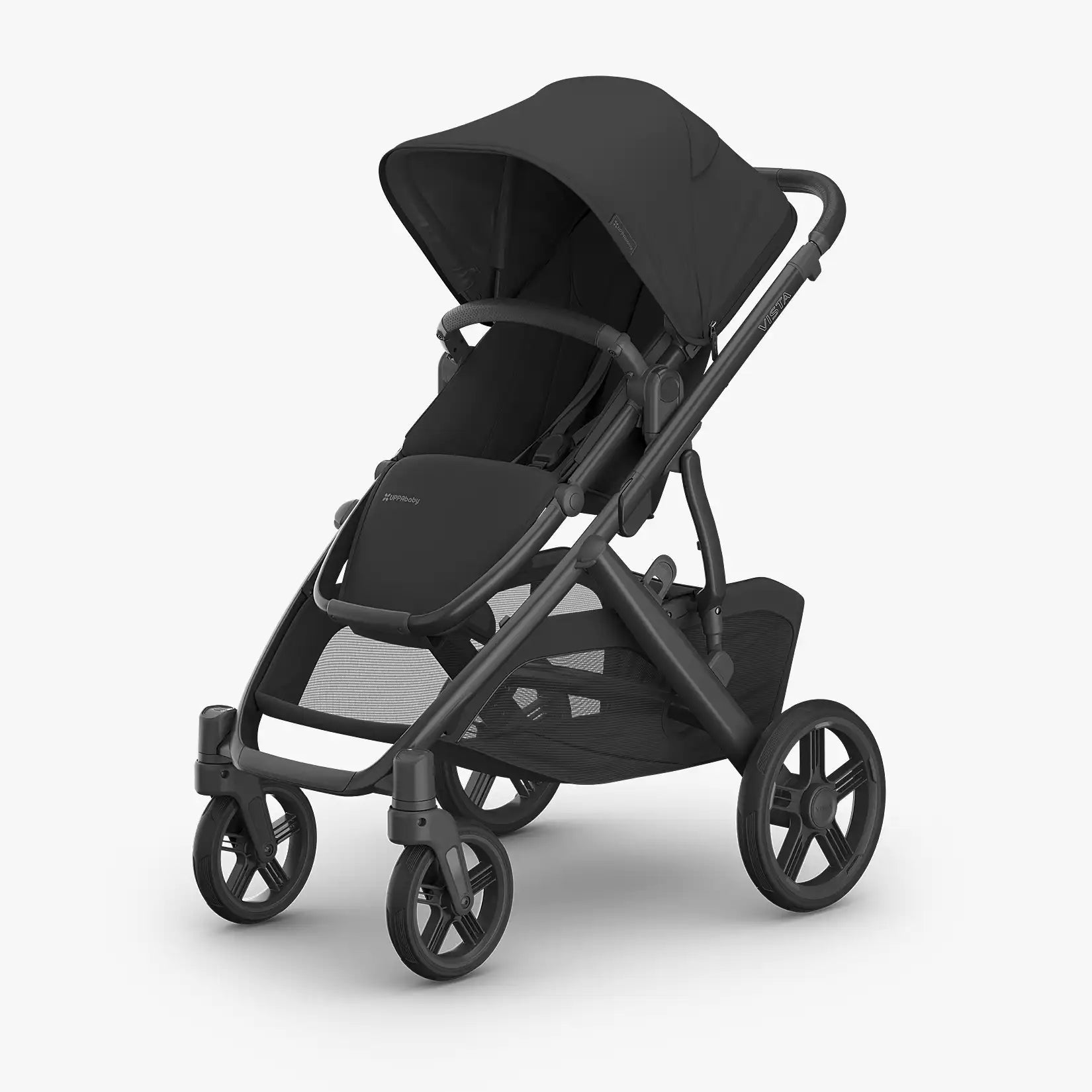 UPPAbaby Vista® V3 Stroller - Jake (Charcoal, Carbon Frame, Black Leather) - Best for Growing Families