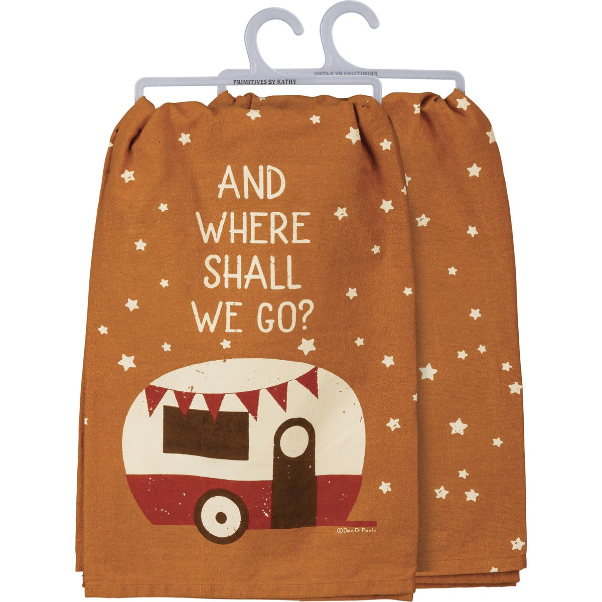 Hot Sale! Primitives By Kathy Cotton Kitchen Towel with 'Where Shall We Go' Camper Design
