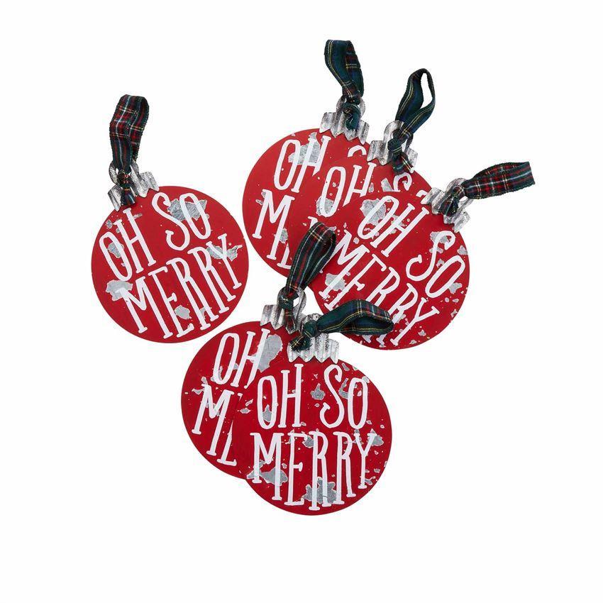 Hot Sale! Mud Pie Decorative Printed Tin Christmas Ornament with Tartan Loop Hanger