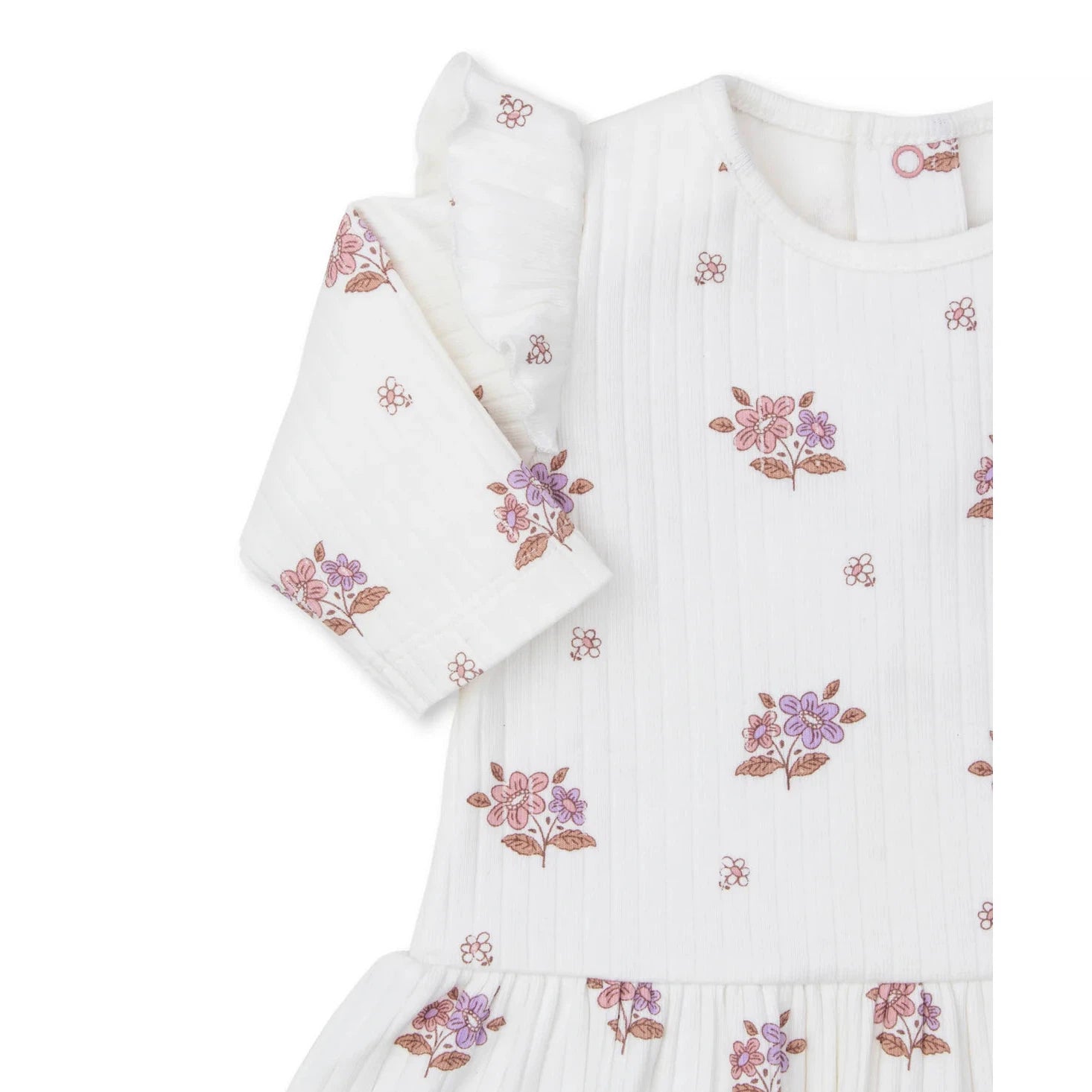 Adorable Baby Girls' Floral Ribbed Dress Set with Coordinating Leggings - 100% Pima Cotton