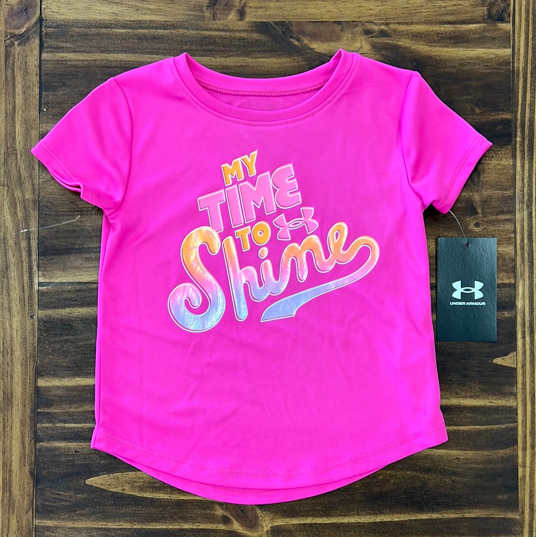 Under Armour Girls' Rebel Pink Short Sleeve 'Time to Shine' Tee
