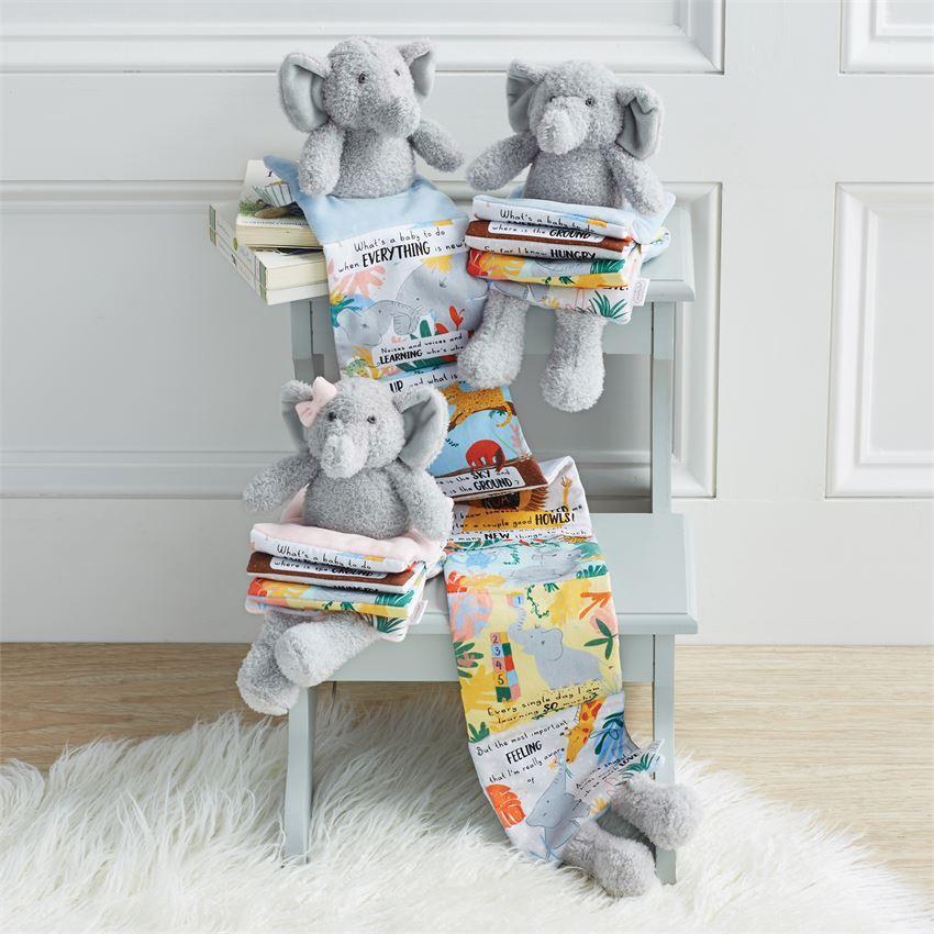Blue Elephant Plush Reading Pal by Mud Pie - Great for Kids