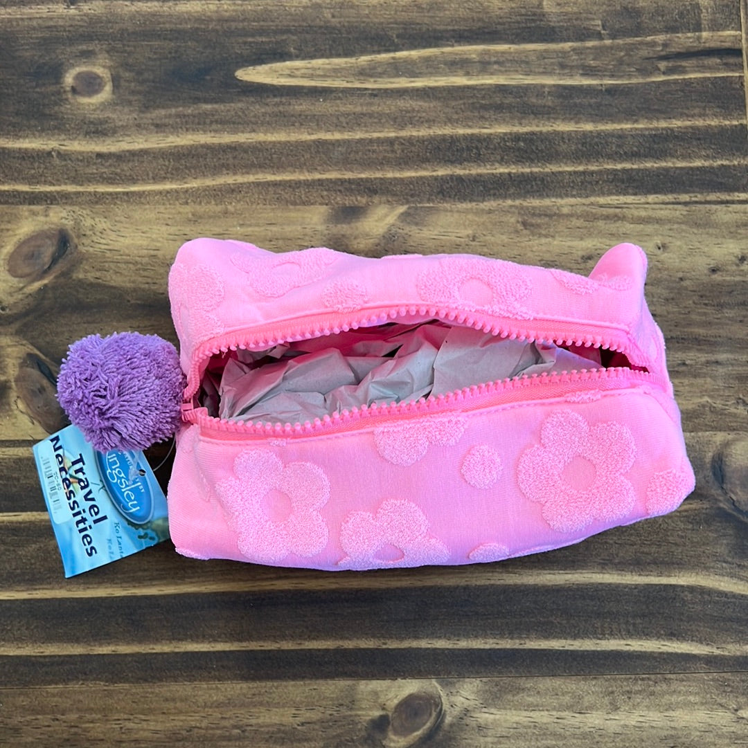 Hot Deal! Pink Daisies Terry Cloth Small Travel and Cosmetics Bag by Kingsley