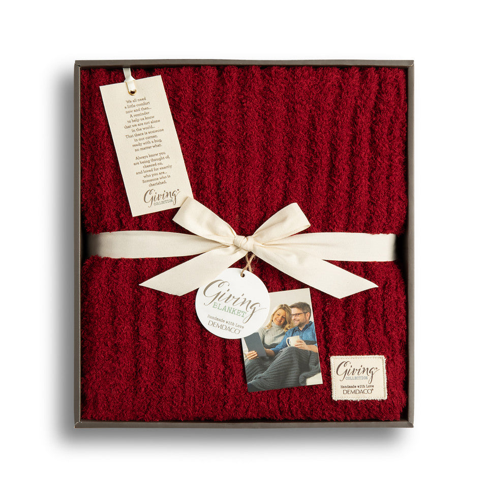 Hot! Demdaco Red Ribbed Blanket from Giving Collection
