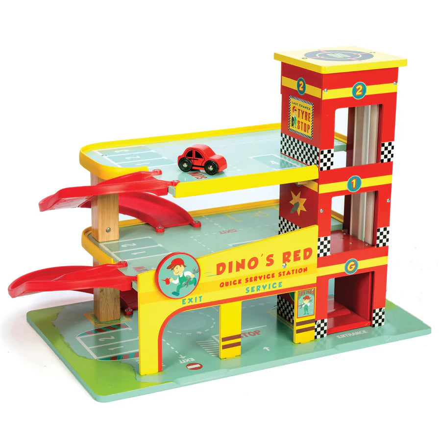 Le Toy Van Dino's Colorful Wooden Toy Garage - Ideal Gift