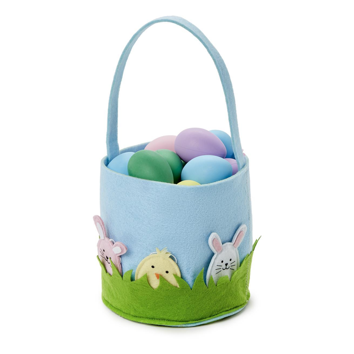 Handmade Felt Easter Basket with 3 Egg Ornaments - Ideal for Egg Hunts