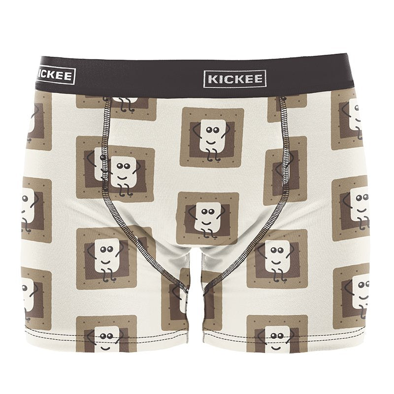 Silky-soft Men's Kickee Print Boxer Briefs - Natural S'mores Style