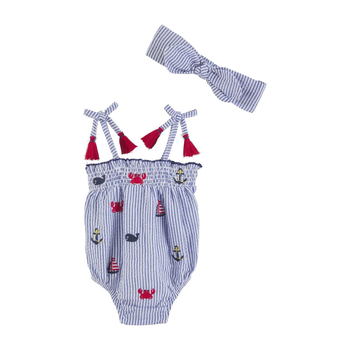 Hot Sale! Mud Pie Baby Sail Away Romper Set for Summer Fun
