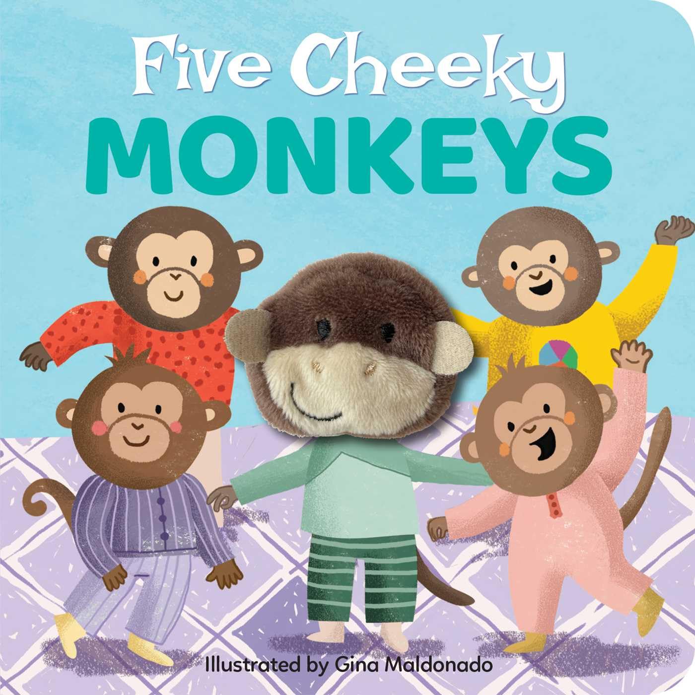 Simon & Schuster: Five Cheeky Monkeys Finger Puppet Board Book - A Must - Have for Toddlers
